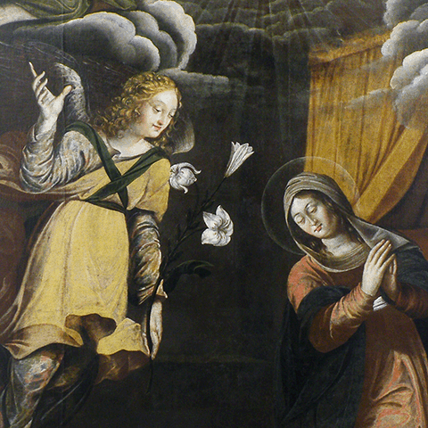 Restauro di un dipinto ad olio su tela, sec. XVI, raffigurante "Annunciazione"