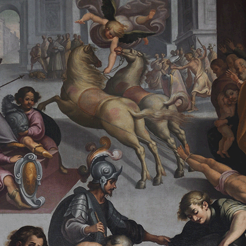 Restauro dipinto olio su tela Domenico Malpiedi, "Martirio di San Eleuterio"