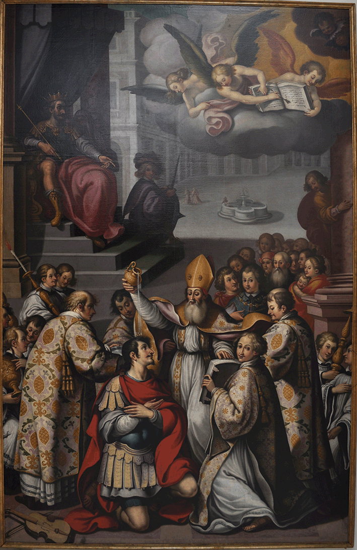 Restauro dipinto olio su tela Domenico Malpiedi "Battesimo di San Ginesio"